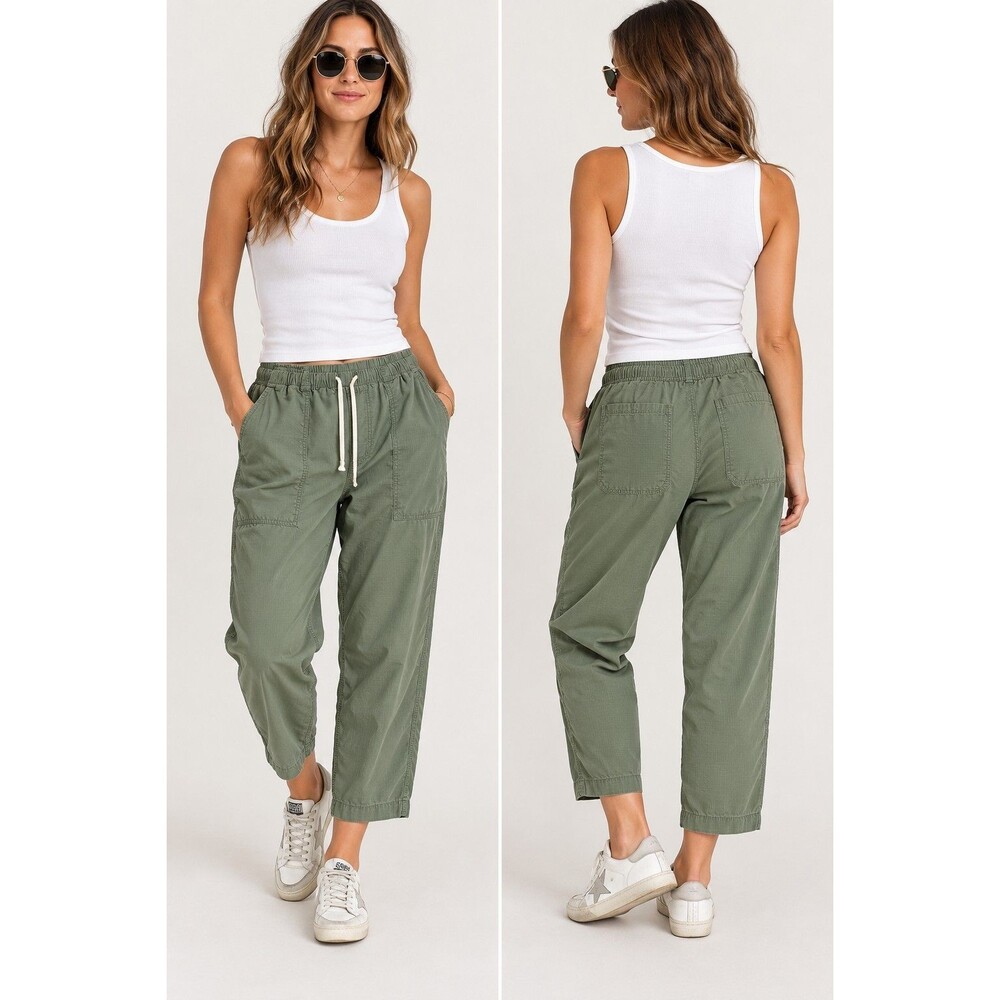 FreeCity x Gap Women's Ripstop Pants L Green Drawstring Utility Cargo Trousers